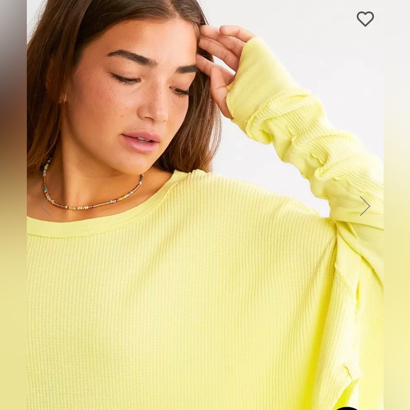 Free People Microphone Drop Thermal Knit Top in Lemon Grass. NWT Size Medium. - Picture 6 of 9